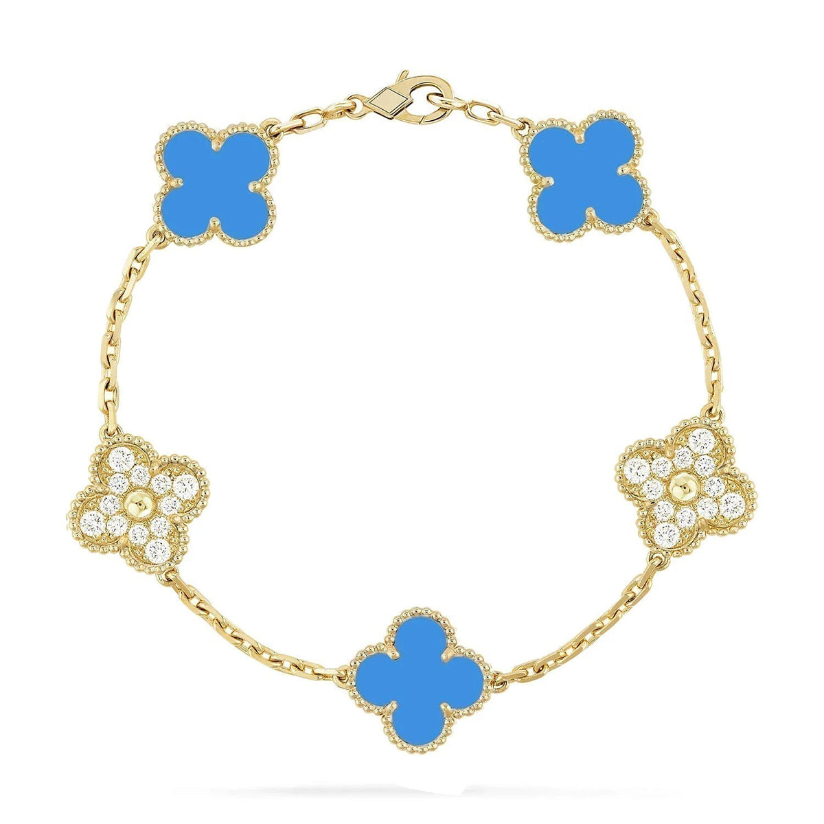 [OAKJURI Jewelry] CLOVER 5 MOTIF BLUE AGATE BRACELET COLLECTION