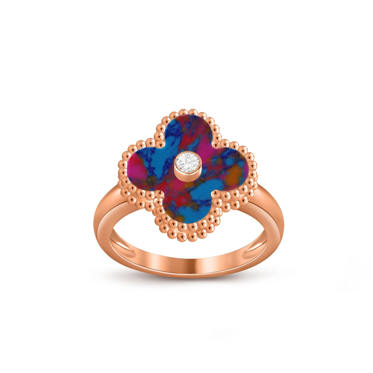 [OAKJURI Jewelry]CLOVER DIAMOND RING ROSE GOLD COLLECTION