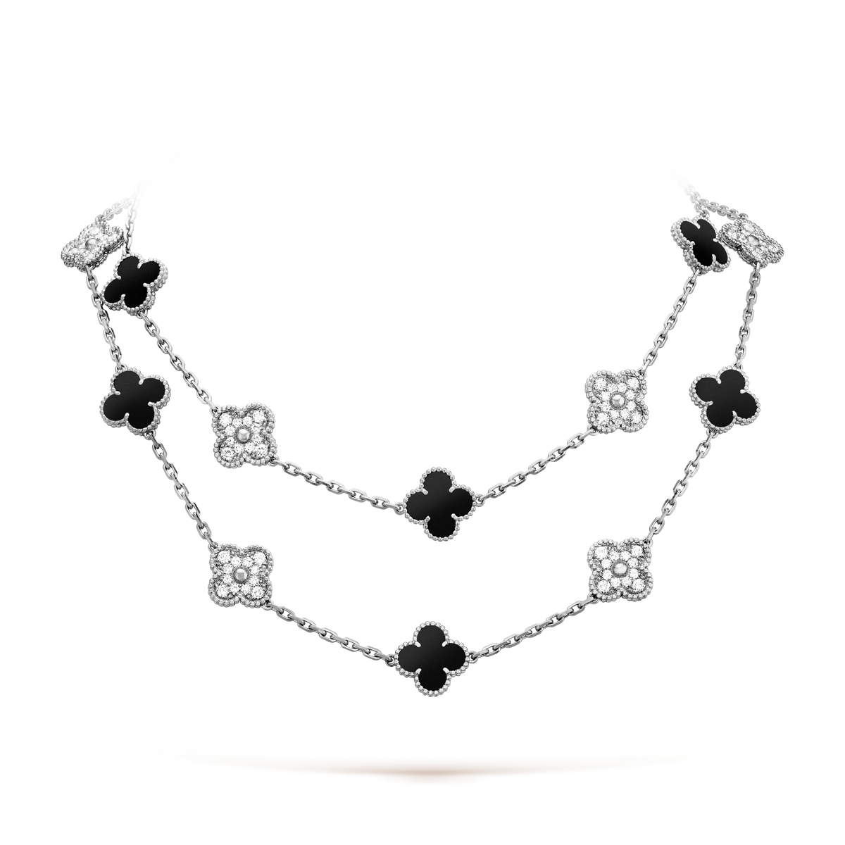[OAKJURI Jewelry]CLOVER 20 MOTIFS ONYX DIAMOND SILVER