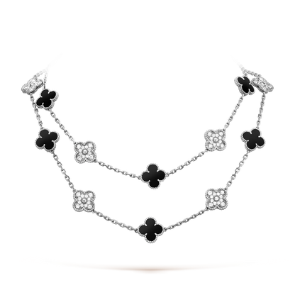 [OAKJURI Jewelry]CLOVER 20 MOTIFS ONYX DIAMOND SILVER