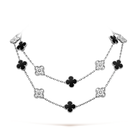 [OAKJURI Jewelry]CLOVER 20 MOTIFS ONYX DIAMOND SILVER