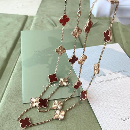 [OAKJURI Jewelry]CLOVER 20 MOTIFS LASER CARNELIAN NECKLACE