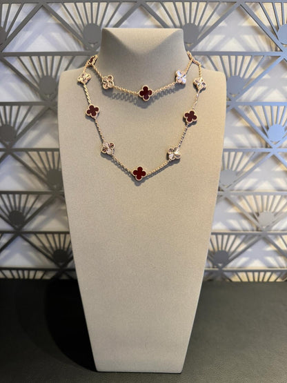 [OAKJURI Jewelry]CLOVER 20 MOTIFS LASER CARNELIAN NECKLACE