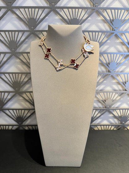 [OAKJURI Jewelry]CLOVER 20 MOTIFS LASER CARNELIAN NECKLACE