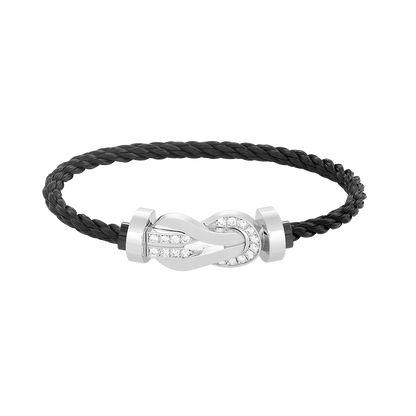 [OAKJURI Jewelry]CHANCE LARGE 8 FIGURE BUCKLE HALF DIAMOND BRACELET SILVER