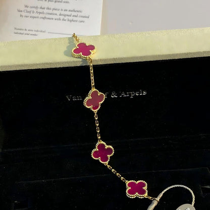 [OAKJURI Jewelry]NEW CLOVER 5 MOTIFS PINK ENAMEL BRACELET