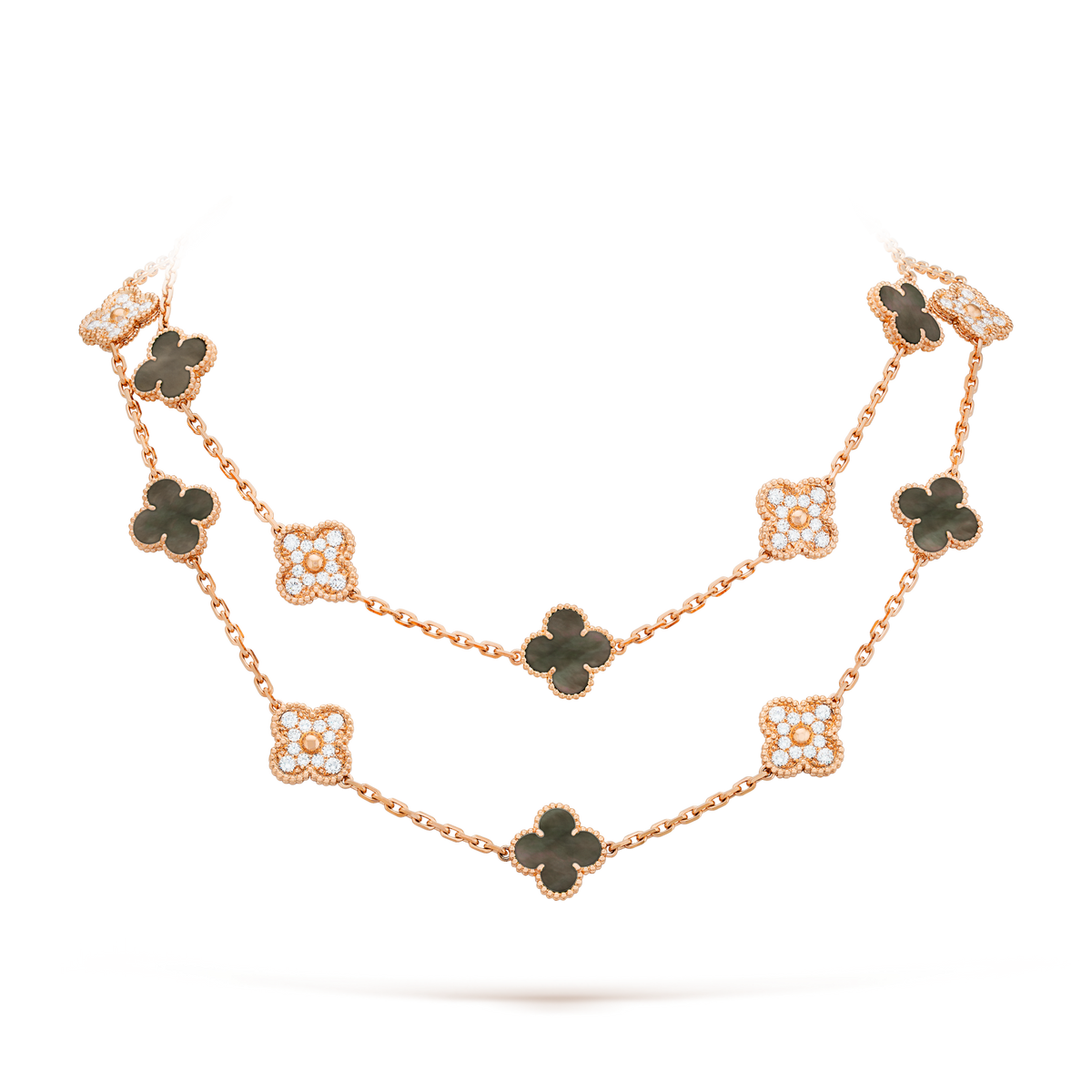 [OAKJURI Jewelry]CLOVER 20 MOTIFS DARK MOP DIAMOND  NECKLACE