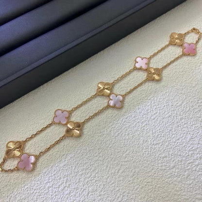 [OAKJURI Jewelry]CLOVER 10 MOTIFS  LASER PINK MOP NECKLACE