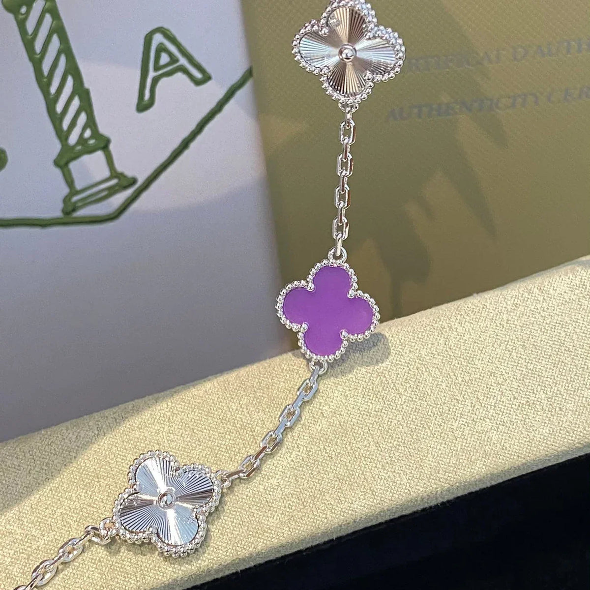 [OAKJURI Jewelry] CLOVER 5 MOTIF VIOLET BRACELET COLLECTION