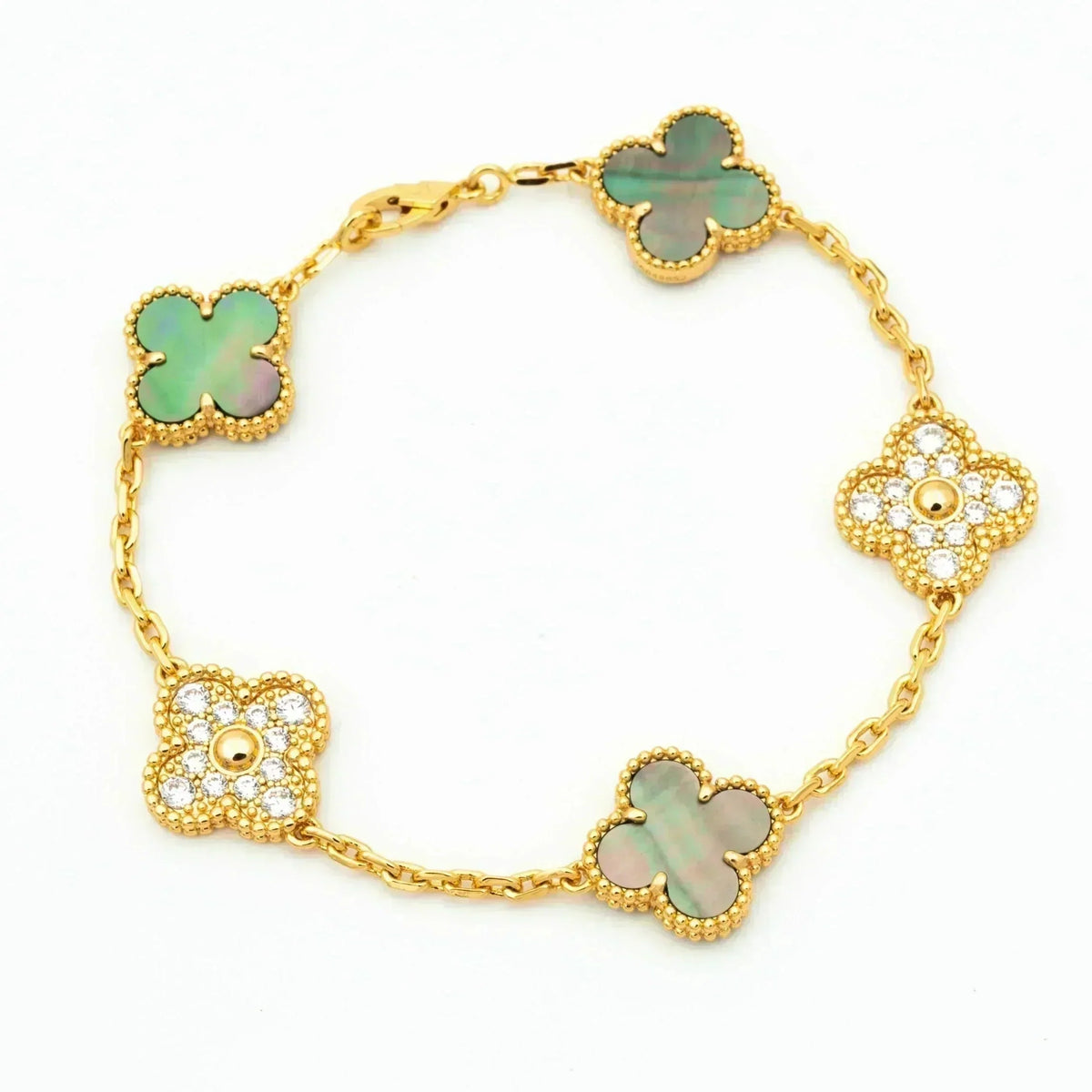 [OAKJURI Jewelry] CLOVER 5 MOTIF GRAY MOP BRACELET COLLECTION