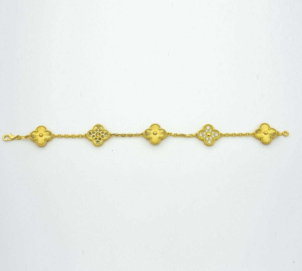 [OAKJURI Jewelry] CLASH & Clover Laser 5-Motif & LOVE Brushed Bracelet Stack Set