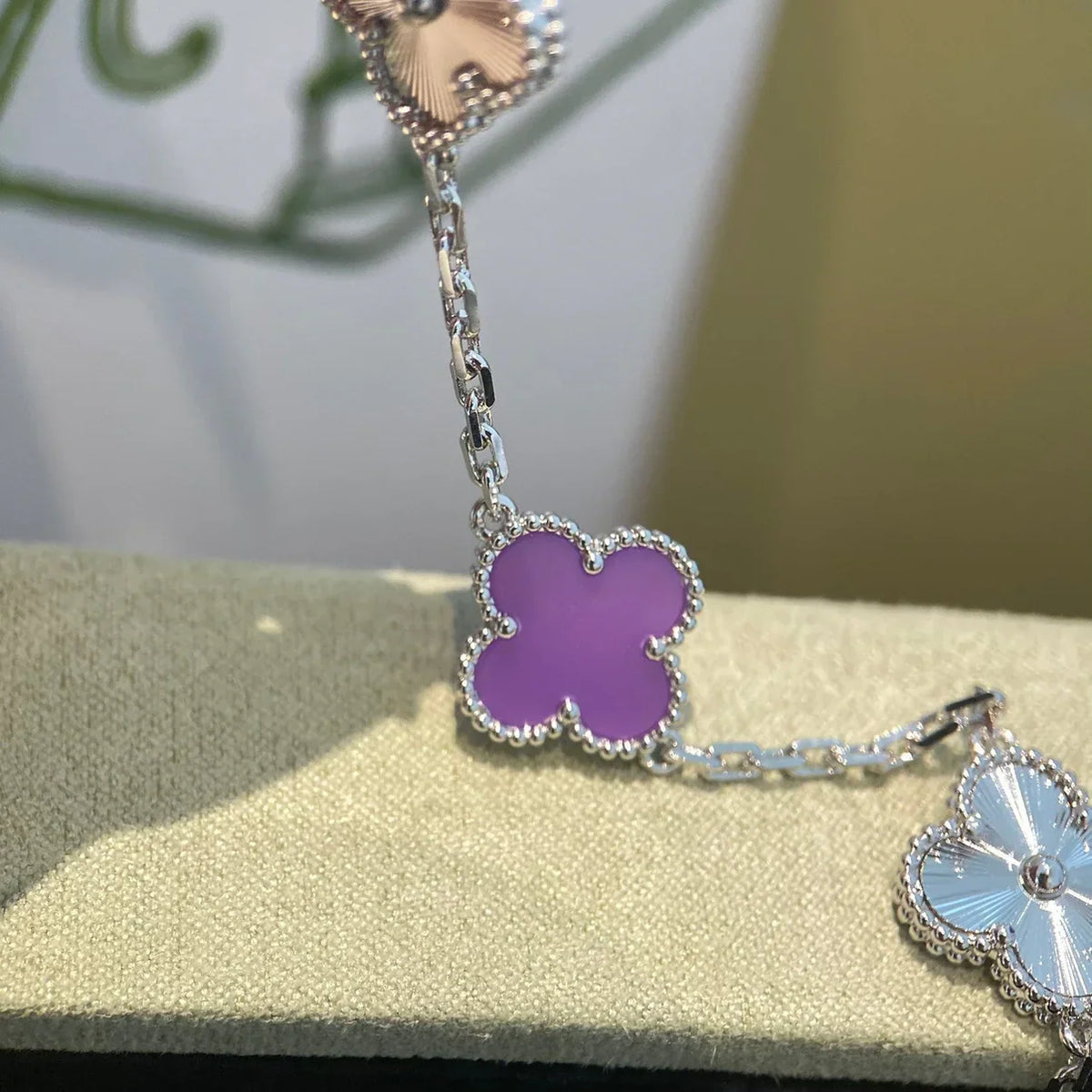 [OAKJURI Jewelry] CLOVER 5 MOTIF VIOLET BRACELET COLLECTION