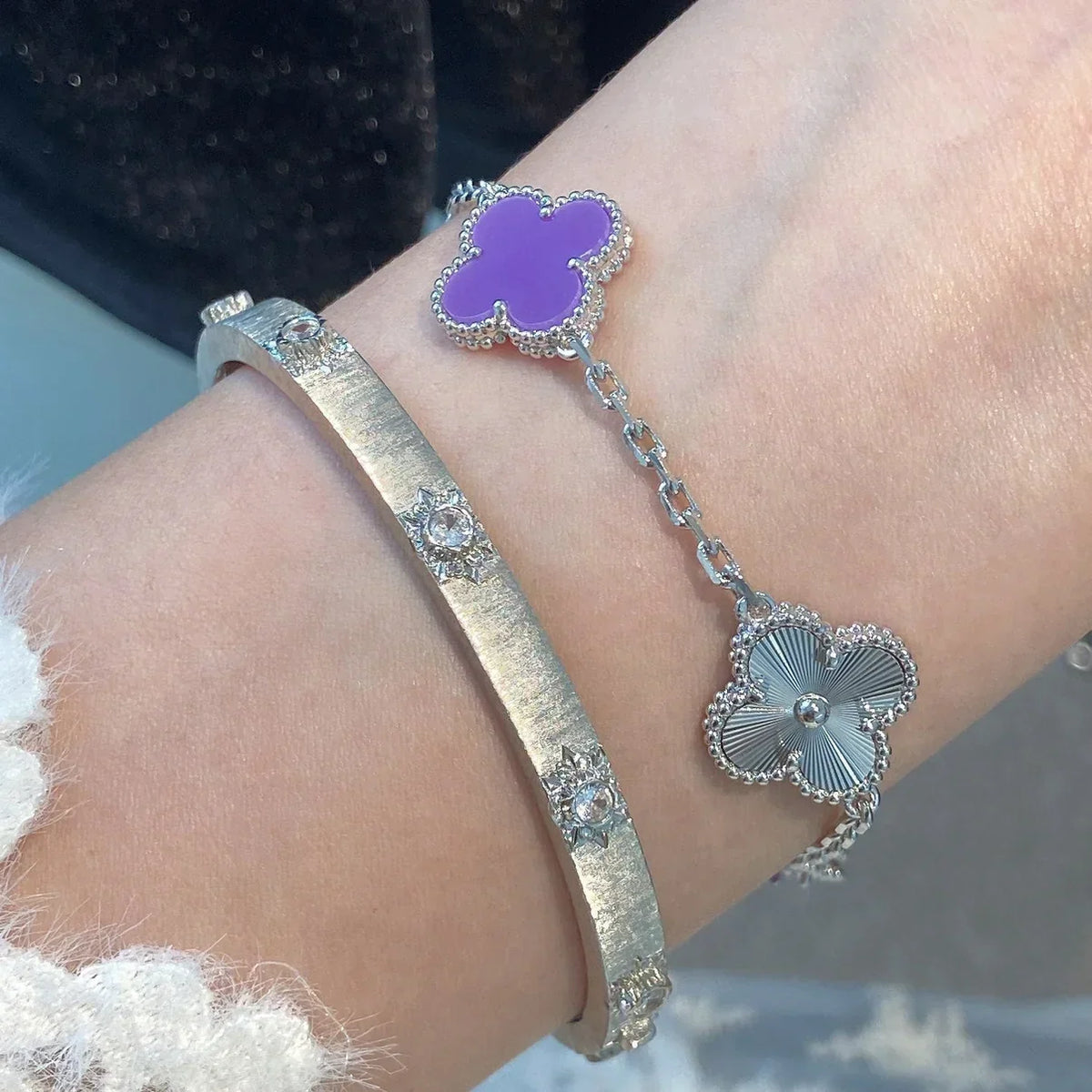 [OAKJURI Jewelry] CLOVER 5 MOTIF VIOLET BRACELET COLLECTION