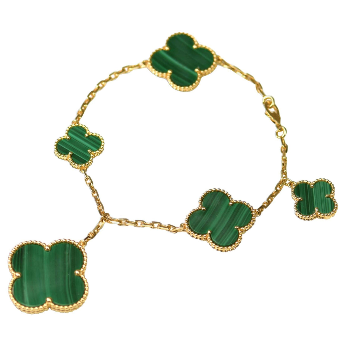 [OAKJURI Jewelry]MAGIC CLOVER MALACHITE GOLD BRACELET 5 MOTIFS