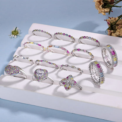 [Lumi Jewellery]Radiant Sparkling Round Cut Daily Ring