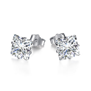 [Lumi Jewellery]Stylish Shiny Square Center Stone Stud Earrings