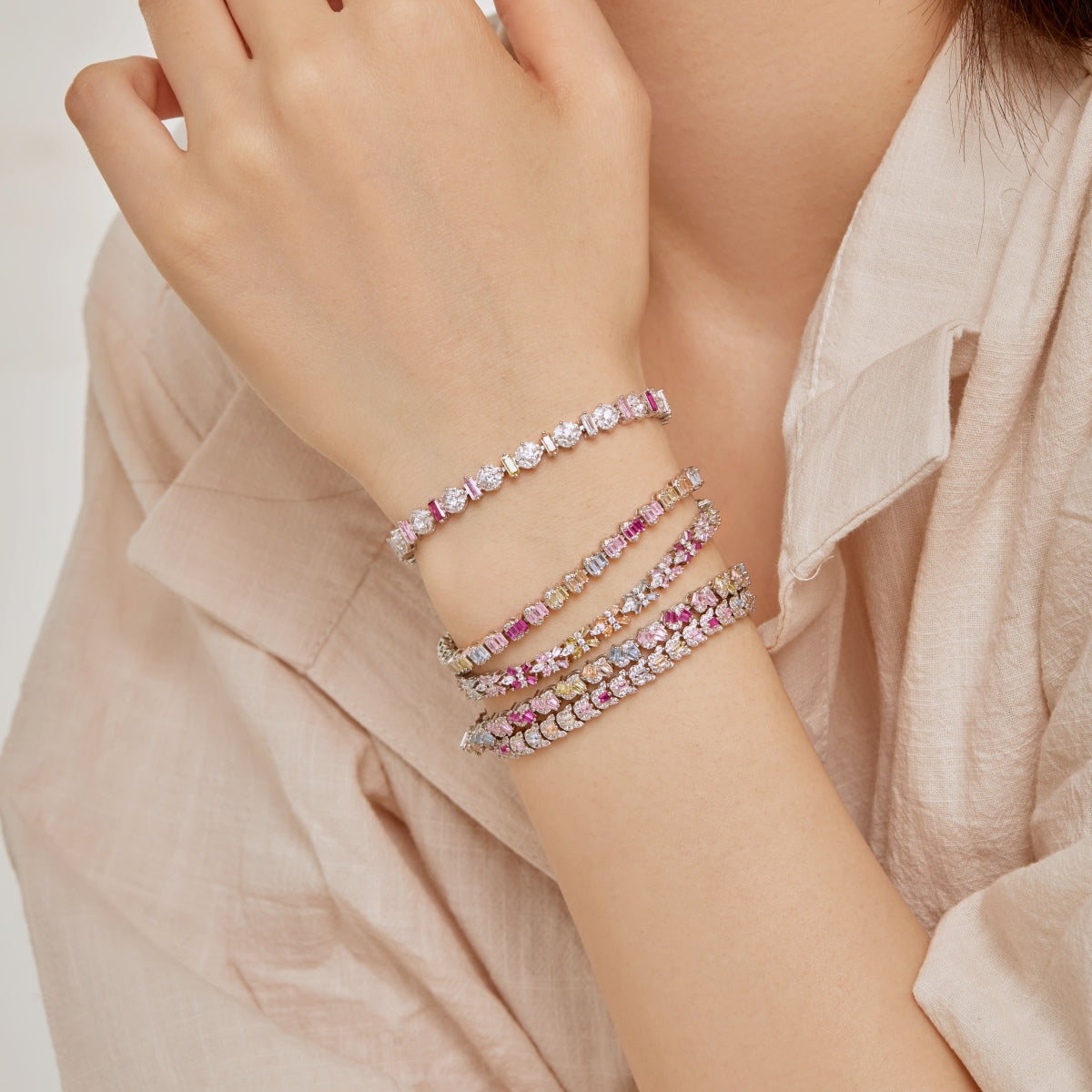[Lumi Jewellery]Delicate Colorful Emerald Cut Party Bracelet