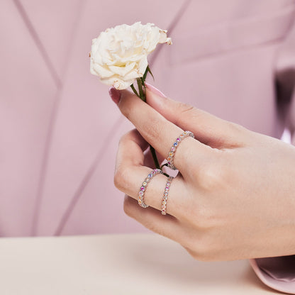 [Lumi Jewellery]Sparkling Colorful Round Cut Tennis Ring