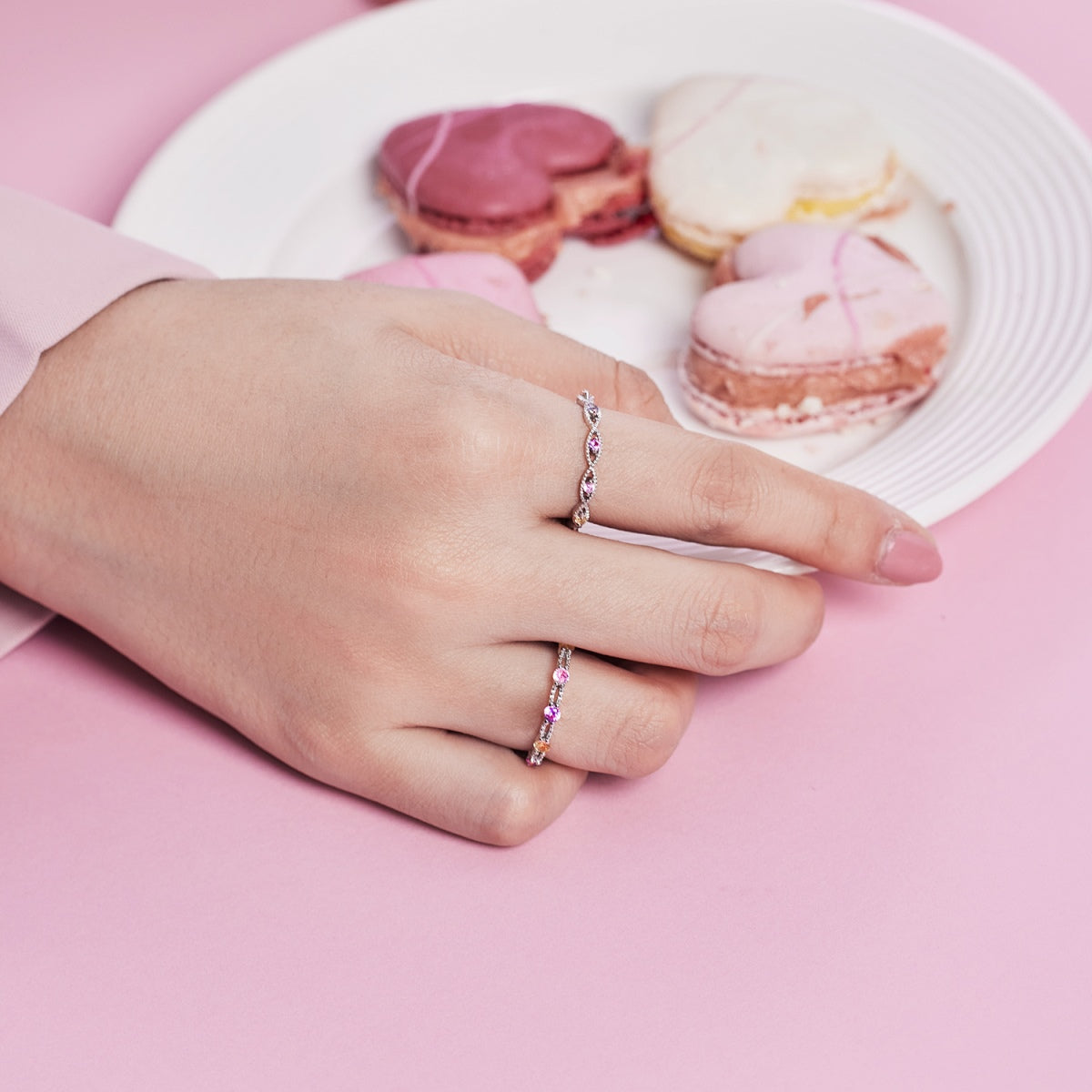 [Lumi Jewellery]Sparkling Colorful Round Cut Tennis Ring