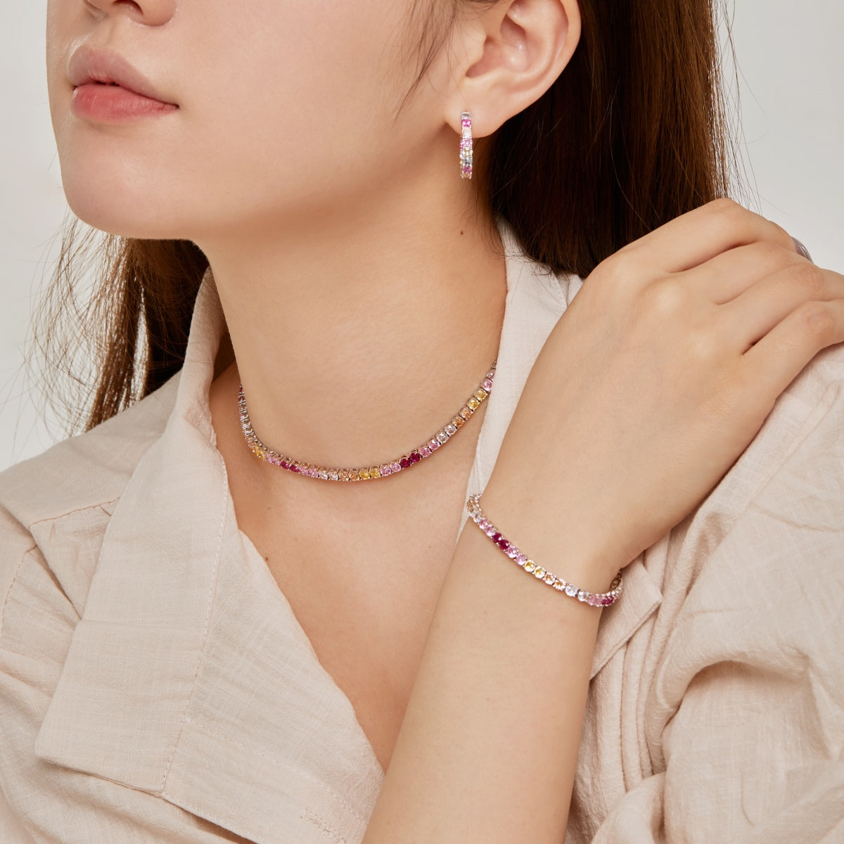 [Lumi Jewellery]Luxurious Colorful Romantic Heart Shape Lover Bracelet