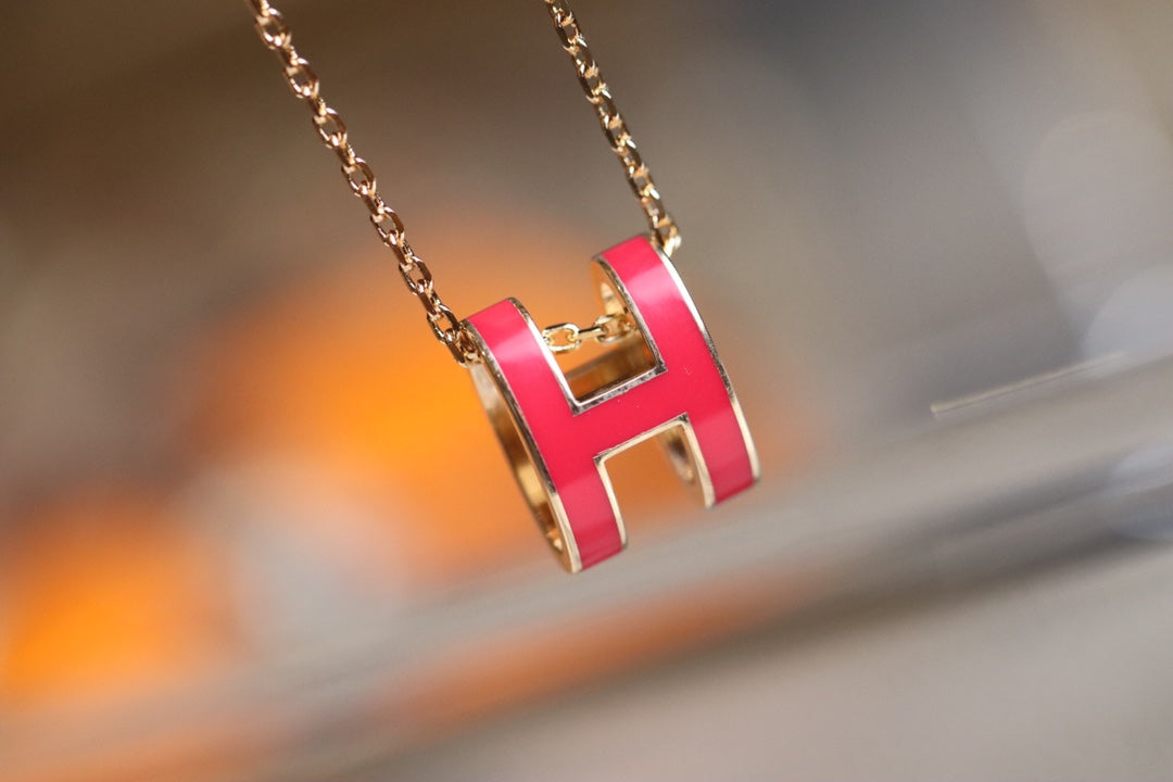 [OAKJURI Jewelry]POP H PEDANT PINK GOLD