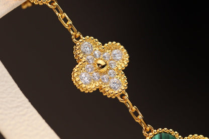 [OAKJURI Jewelry]CLOVER EARRINGS GOLD MALACHITE DIAMOND 3 MOTIF