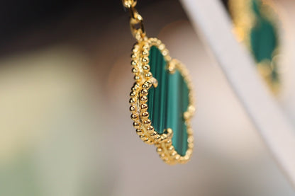 [OAKJURI Jewelry]CLOVER EARRINGS GOLD MALACHITE DIAMOND 3 MOTIF