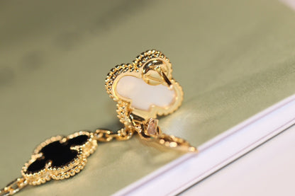 [OAKJURI Jewelry]CLOVER EARRINGS GOLD ONYX MOP 3 MOTIF