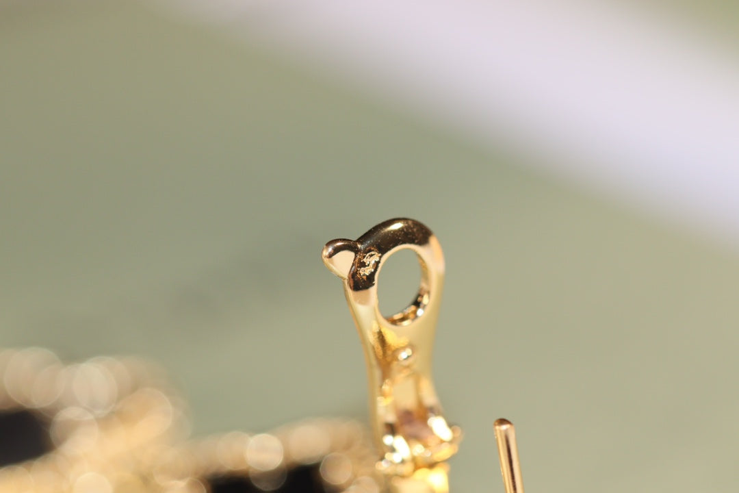 [OAKJURI Jewelry]CLOVER EARRINGS GOLD ONYX MOP 3 MOTIF