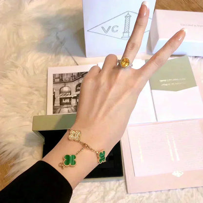 [OAKJURI Jewelry] CLOVER 5 MOTIF MALACHITE BRACELET COLLECTION