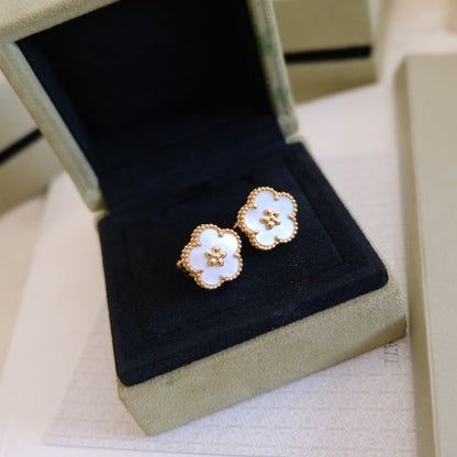 [OAKJURI Jewelry]LUCKY PINK GOLD WHITE MOP EARRINGS