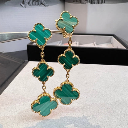 [OAKJURI Jewelry]CLOVER MALACHITE 3 MOTIFS GOLD