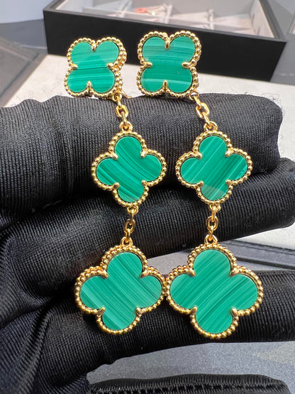 [OAKJURI Jewelry]CLOVER MALACHITE 3 MOTIFS GOLD