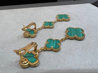 [OAKJURI Jewelry]CLOVER MALACHITE 3 MOTIFS GOLD