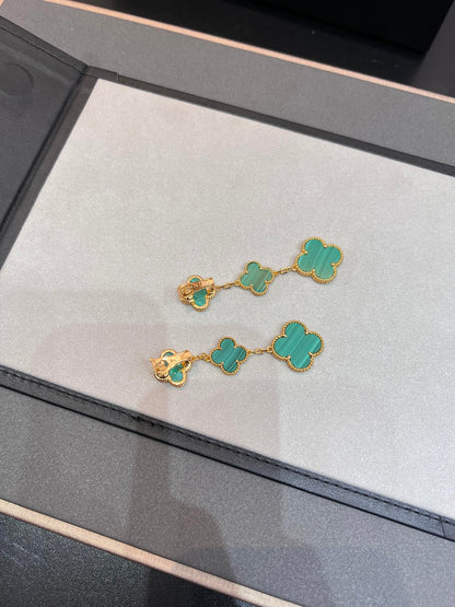 [OAKJURI Jewelry]CLOVER MALACHITE 3 MOTIFS GOLD