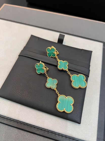 [OAKJURI Jewelry]CLOVER MALACHITE 3 MOTIFS GOLD