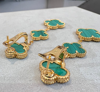[OAKJURI Jewelry]CLOVER MALACHITE 3 MOTIFS GOLD
