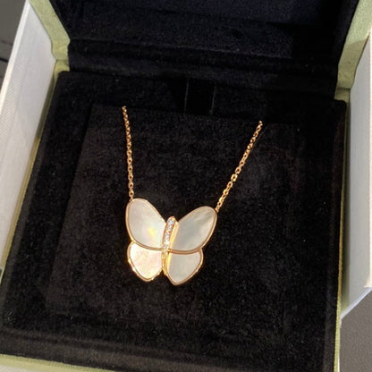 [OAKJURI Jewelry]BUTTERFLY GOLD MOP DIAMOND NECKLACE
