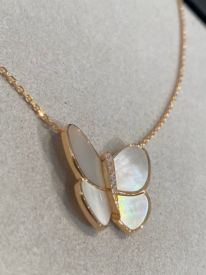 [OAKJURI Jewelry]BUTTERFLY GOLD MOP DIAMOND NECKLACE