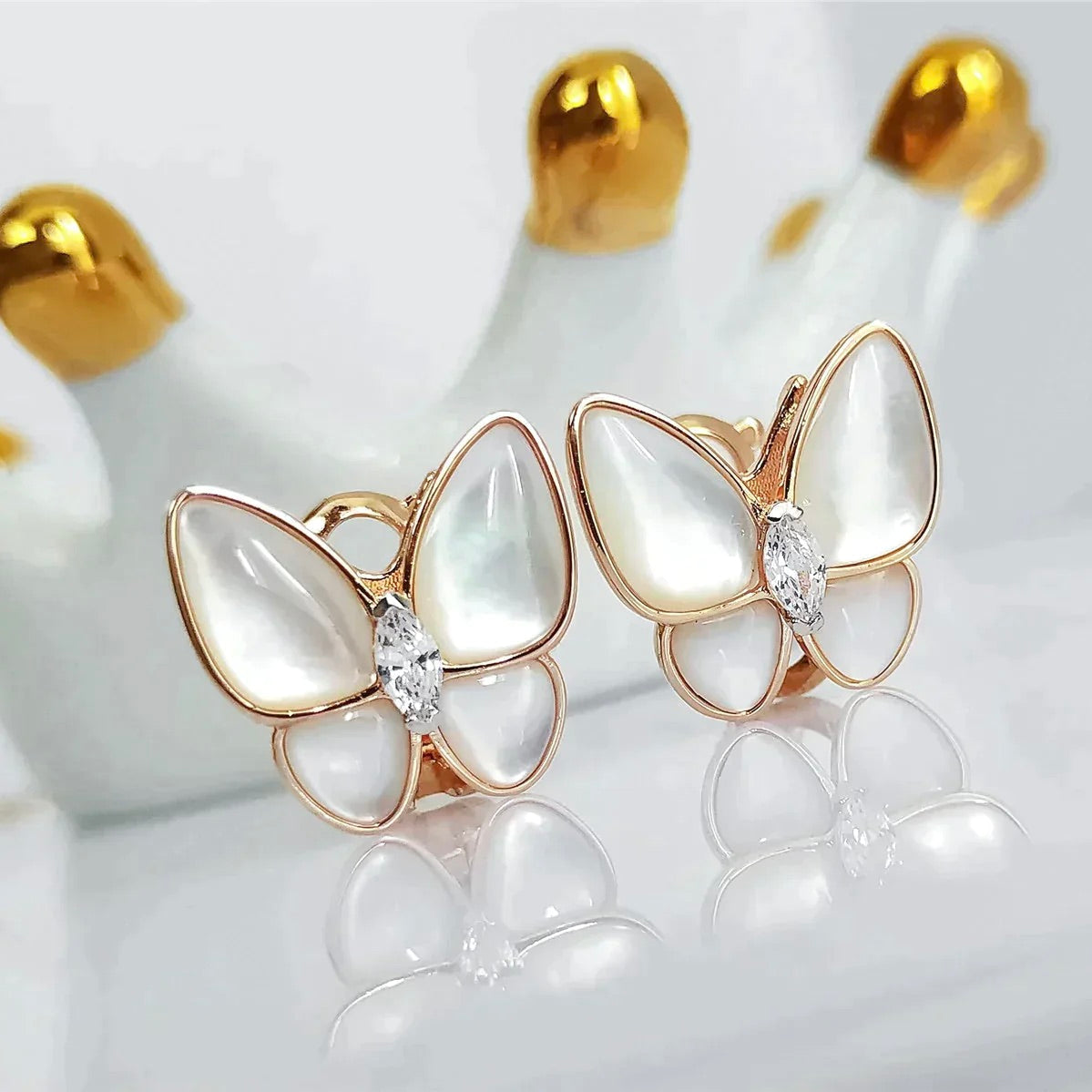 [OAKJURI Jewelry]BUTTERFLY MOP DIAMOND EARRINGS