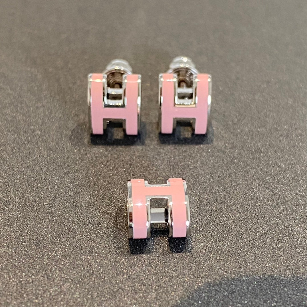 [OAKJURI Jewelry]MINI POP H SILVER EARRINGS PINK