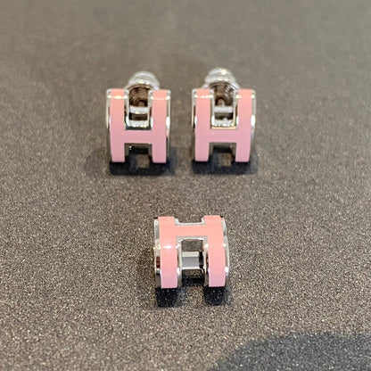 [OAKJURI Jewelry]MINI POP H SILVER EARRINGS PINK