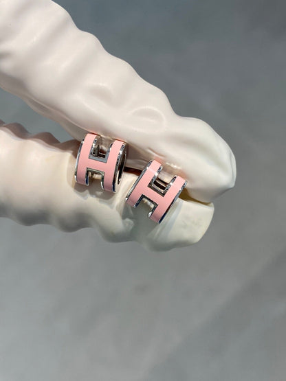 [OAKJURI Jewelry]MINI POP H SILVER EARRINGS PINK