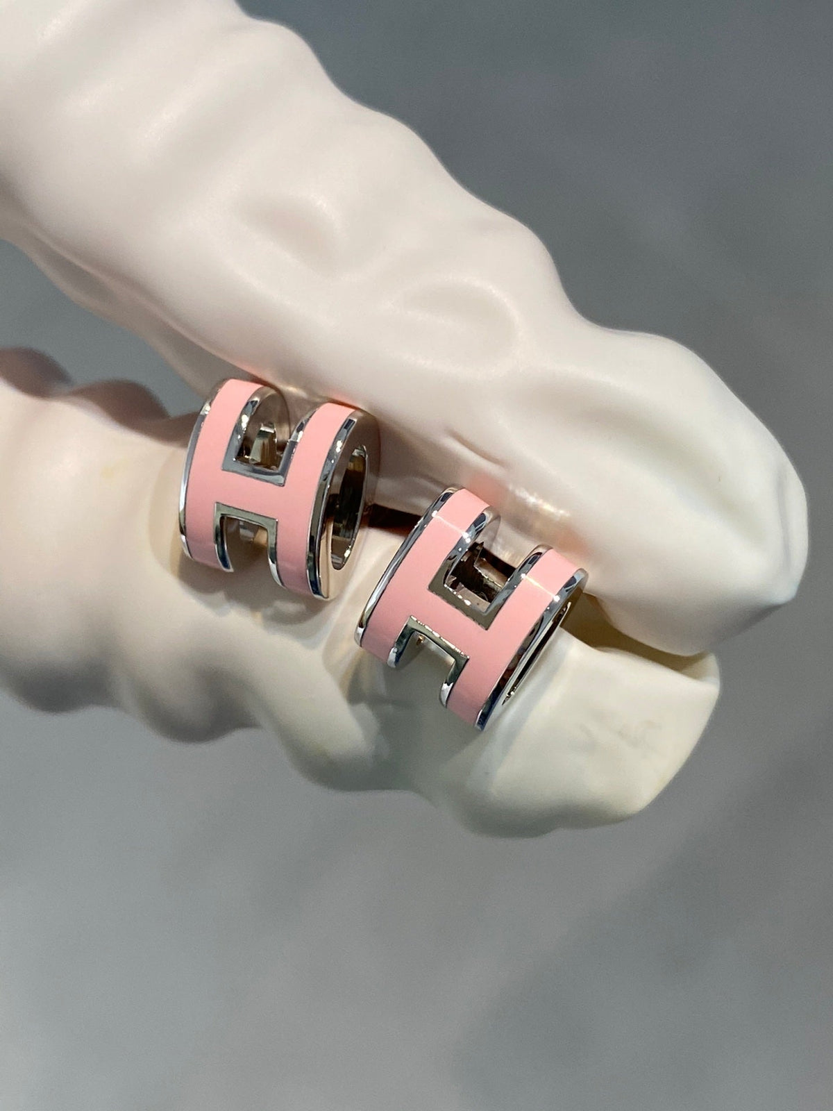 [OAKJURI Jewelry]MINI POP H SILVER EARRINGS PINK