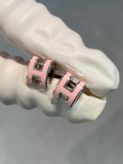 [OAKJURI Jewelry]MINI POP H SILVER EARRINGS PINK