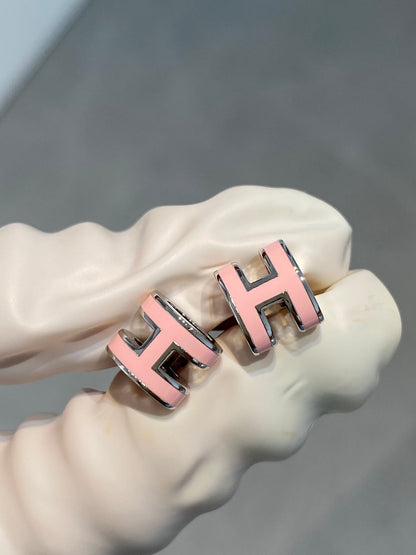 [OAKJURI Jewelry]MINI POP H SILVER EARRINGS PINK