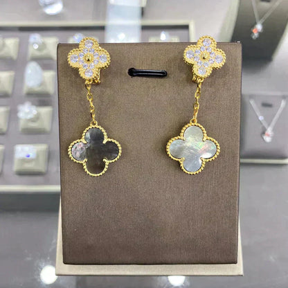 [OAKJURI Jewelry]CLOVER  2 MOTIFS  DIAMOND  EARRINGS (MULTIPLE CHOICESç´