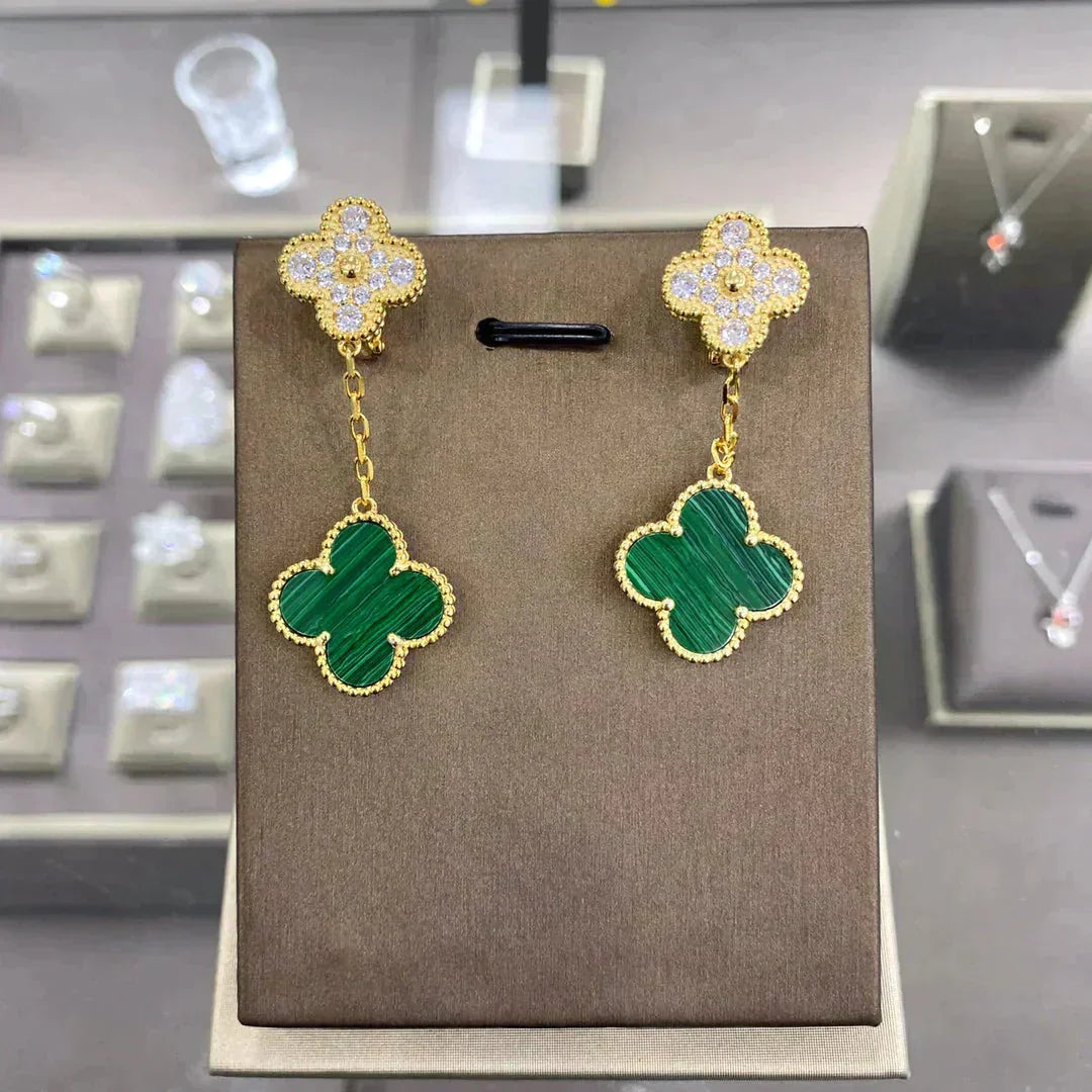[OAKJURI Jewelry]CLOVER  2 MOTIFS  DIAMOND  EARRINGS (MULTIPLE CHOICESç´