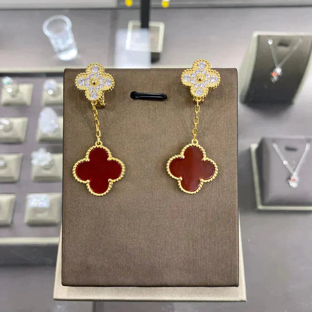 [OAKJURI Jewelry]CLOVER  2 MOTIFS  DIAMOND  EARRINGS (MULTIPLE CHOICESç´