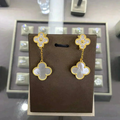 [OAKJURI Jewelry]CLOVER  2 MOTIFS  DIAMOND  EARRINGS (MULTIPLE CHOICESç´